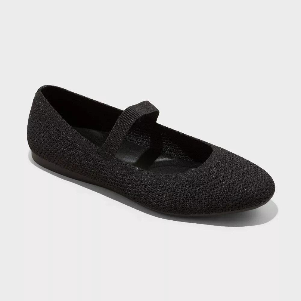 Women's Shiloh Knit Mary Jane Flats - A New Day - Black